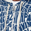 Lanvin Men's Allover Printed Zipped Hoodie - Blue/Ecru