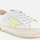 Golden Goose Kids' Leather Upper Star And Heel Trainers - White/Fluo Yellow/Green Camouflage - UK 10 Kids