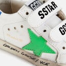 Golden Goose Toddlers' Leather Upper Stripes Star And Heel Signature Foxing Trainers - White/Fluo Green/Blue - UK 3 Infant