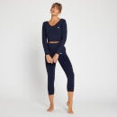 Crop top sans coutures à manches longues MP Composure pour femmes – Bleu marine - XS