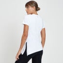Damska asymetryczna koszulka z krótkimi rękawami z kolekcji MP Composure – biała