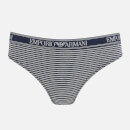 Emporio Armani Women's Striped Cotton 2 Pack Brief - Marine Grey Stripe - XS