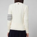 Thom Browne Women's Cable Classic Fit V Neck Cardigan With Stripes - White