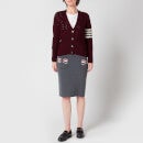 Thom Browne Women's Cable Classic Fit V Neck Cardigan With Stripes - Burgundy - IT38/UK6