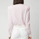 Balmain Women's Cropped Mesh Logo Sweatshirt - Rose Pale/Blanc - FR34/UK6