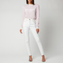 Balmain Women's Cropped Mesh Logo Sweatshirt - Rose Pale/Blanc