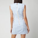 Balmain Women's Sleevless 8 Button Gingham Tweed Dress - Blanc/Bleu - FR34/UK6
