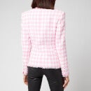 Balmain Women's 6 Button Gingham Tweed Jacket - Blanc/Rose Pale