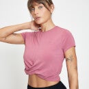 Krótki damski T-shirt z kolekcji MP Composure Twist Front – lilaróż - XXS