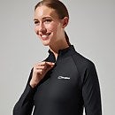 24/7 Long-Sleeve Half Zip Tech T-Shirt für Damen - Schwarz