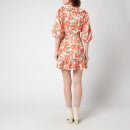 RIXO Women's Lennon Dress - Medium Floral Coral Green - UK 6