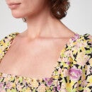RIXO Women's Saskia Midi Dress - Medium Floral Coral Green Leopard Mix