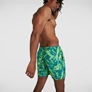 Bañador estampado y con ribete Leisure de 41 cm para hombre, verde