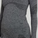 Damska bezszwowa koszulka z długim rękawem z kolekcji MP Dynamic Training – Washed Black - XXS