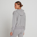 MP Ženski pulover s kapuco na zadrgo za dinamično vadbo – melanž siva