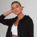 MP Ženski pulover s kapuco na zadrgo za dinamično vadbo – sprano črna - XXS