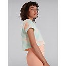 Women's Crop Short Sleeve Tee - Pink / Light Blue