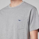 Maison Kitsuné Men's Navy Fox Patch Classic Pocket T-Shirt - Grey Melange - S