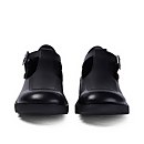 Kickers Youth Kick T Bar Leather Shoes - Black - 3