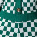 Kitri Women's Kara Checker Knitted Trousers - Green Checker - L