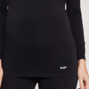 Bezszwowy T-shirt z długimi rękawami dla kobiet w ciąży z kolekcji MP – czarny - XXS