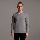 Cotton Merino V Neck Jumper - Mid Grey Marl