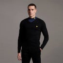 Cotton Merino V Neck Jumper - Jet Black