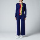 Être Cécile Women's Wavy Knit Wide Track Pants - Navy Multi - S