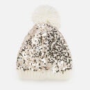Guess Girls' Sequin Bobble Hat - Salt White - Small