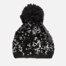 Guess Girls' Sequin Bobble Hat - Jet Black - Small