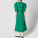 Proenza Schouler Women's Linen Viscose Shirred Sleeve Dress - Bright Green - US 8/UK 12