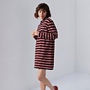 Women's Long Sleeve Stripe Dress Black