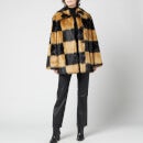 Stand Studio Women's Nani Faux Fur Check Jacket - Black/Beige - FR 40/UK 12