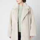 Stand Studio Women's Maria Faux Fur Soft Teddy Coat - Ecru - FR 38/UK 10