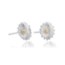 White and Yellow Gold Daisy Earrings