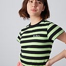 Women's Short Sleeve Stripe T-Shirt Black/Green