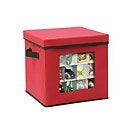 Home Basics Zippered 64 Ornament Storage Box, Red, STORAGE ORGANIZATION