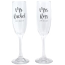Friends Ross and Rachel Champagne Flutes