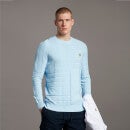 Glitch Pattern Crew Neck Jumper - Fresh Blue