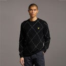 Brushed Argyle Jumper - Jet Black