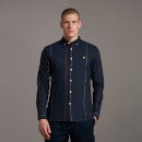 Vertical Stripe Long Sleeve Oxford Shirt - Dark Navy