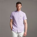 Short Sleeve Light Weight Slub Oxford Shirt - Amethyst/ White