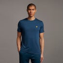 Tee with Woven Overlay - Aegean Blue