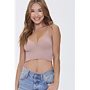 Ribbed Lace-Trim Bralette - M/L