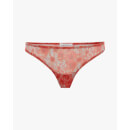 Hazy Daisy Printed Mesh Thong - Rust