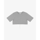 Cotton Crop Drawstring T-Shirt - Grey Marl
