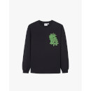 Fuzzy Daisy Long Sleeve T-Shirt - Black