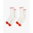 Branded Sport Socks 2 Pack - Egret/Mandarin Red