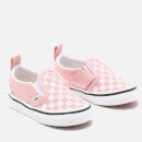 Vans Toddlers' Classic Slip On Velcro Checkerboard Trainers - Pink / White