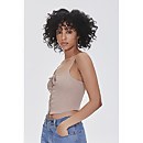Ribbed Lace-Up Cropped Cami - M
